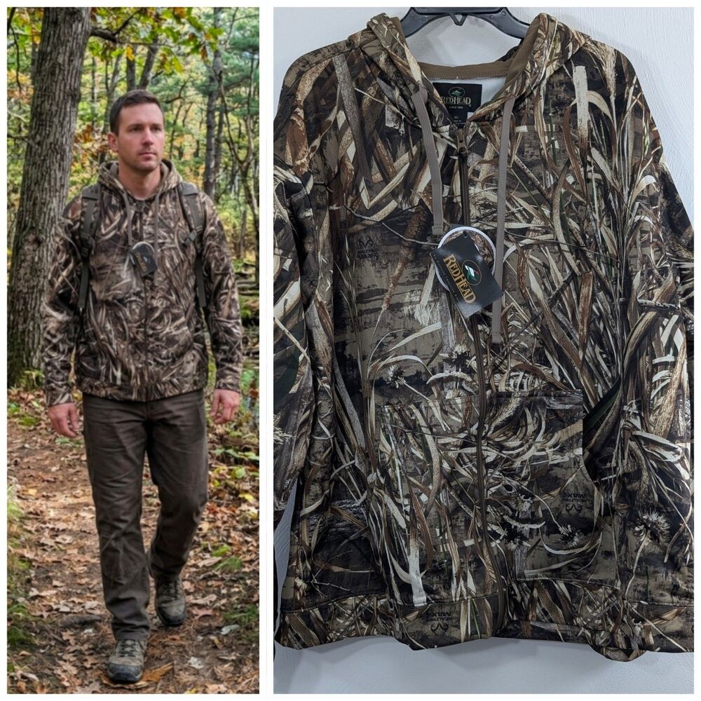 Realtree XL Camo Hunter Sweatshirt Zip Hoodie  Max 5 Waterfowl Pattern Fall Pick